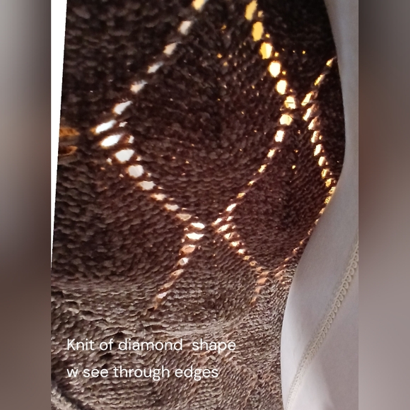 NWT  Diamond Shapes Surrounded By Open See Through Knit, Pockets, Long Sleeves - Picture 5 of 9